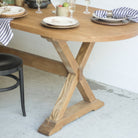 Oval Reclaimed Wood Trestle Table - elsie green - Custom Furniture