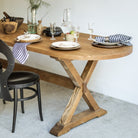 Oval Reclaimed Wood Trestle Table - elsie green - Custom Furniture