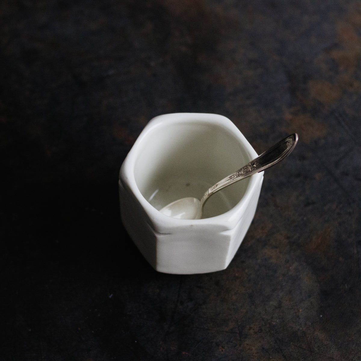 Pair of Alacta Porcelain Yogurt Pots with Demitasse Spoons - elsie green - the french kitchen