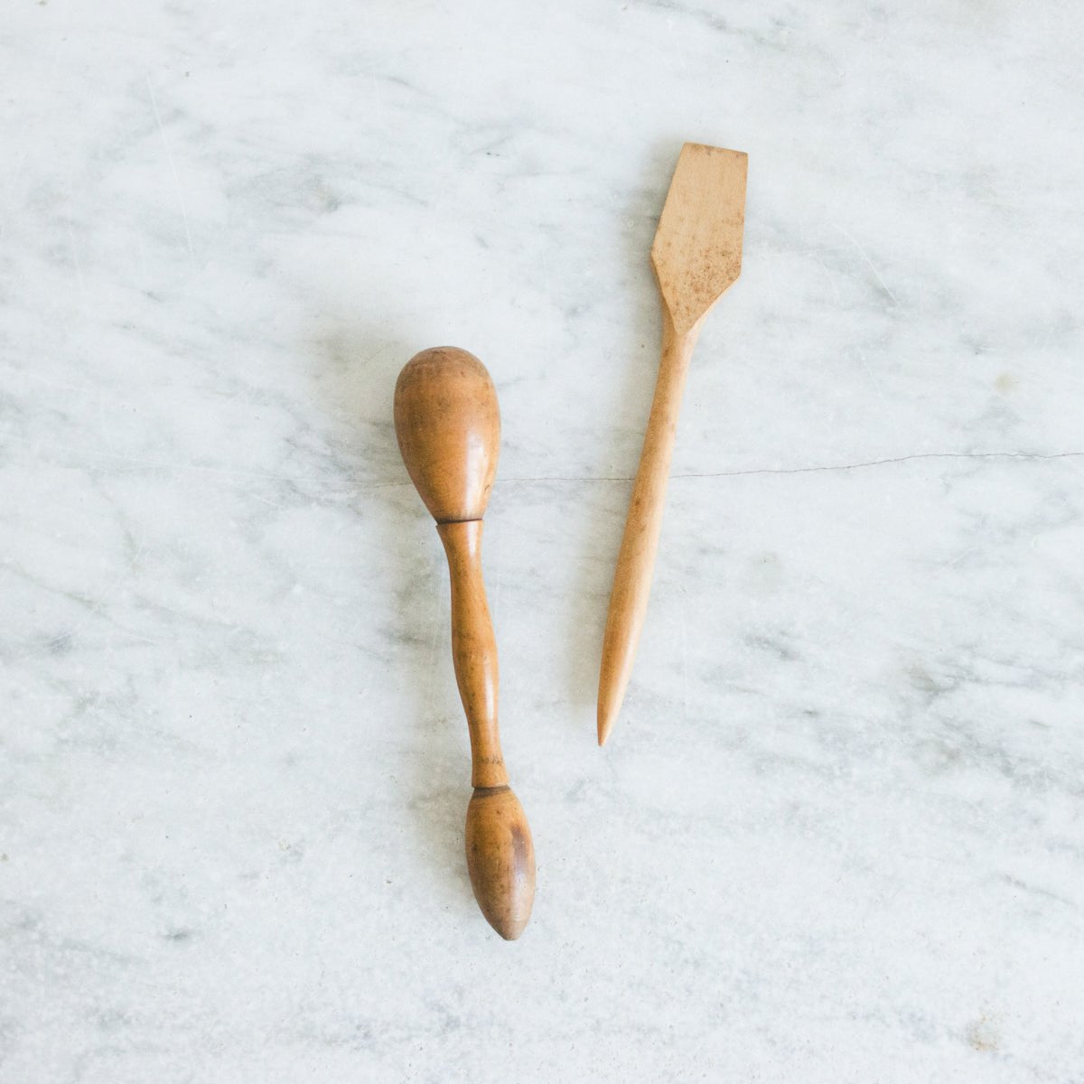 Pair of Antique Jam Jars with Wood Utensils - elsie green - The French Kitchen
