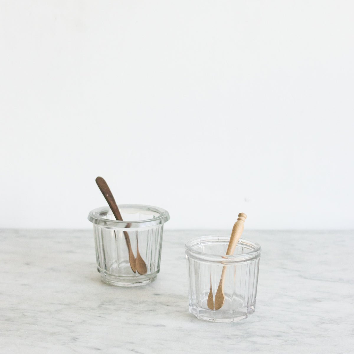 Pair of Antique Jam Jars with Wood Utensils - elsie green - The French Kitchen