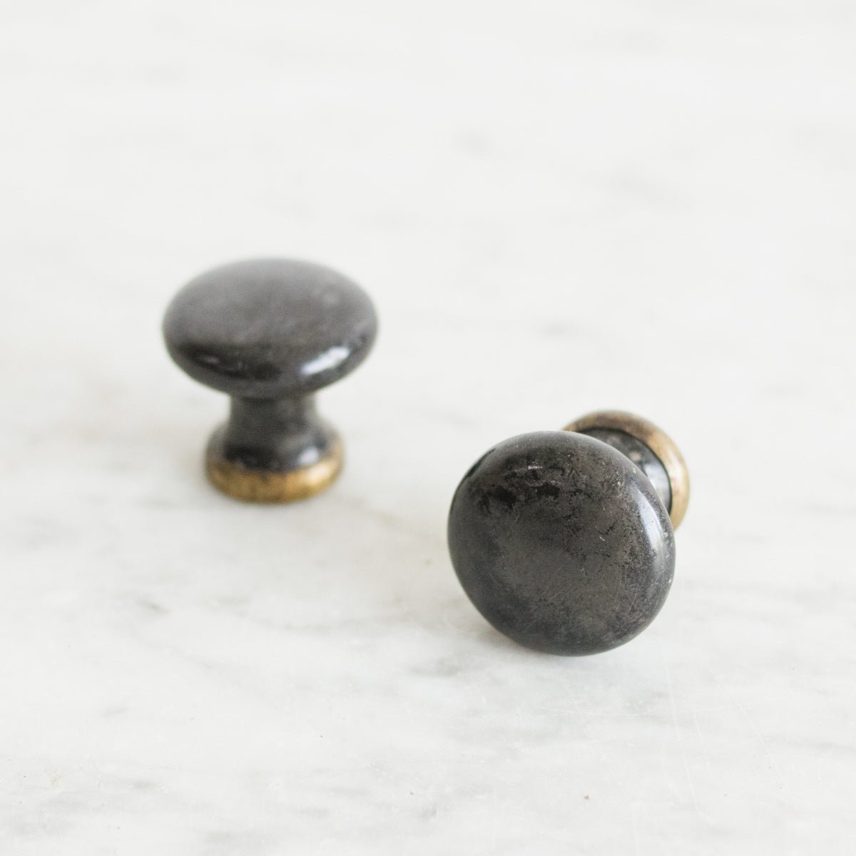 Pair of Black Porcelain Cabinet Knobs - elsie green - decor