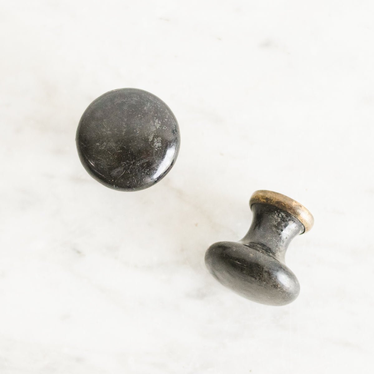 Pair of Black Porcelain Cabinet Knobs - elsie green - decor