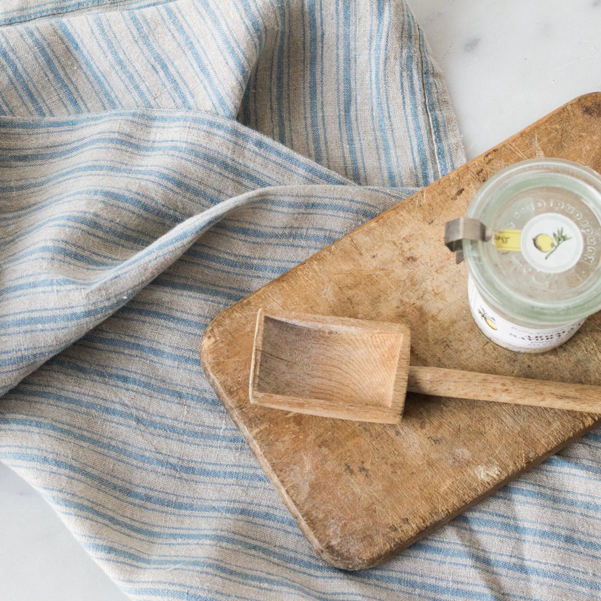 Pair of Boat Stripe Kitchen Towels | Chambray - elsie green - textiles