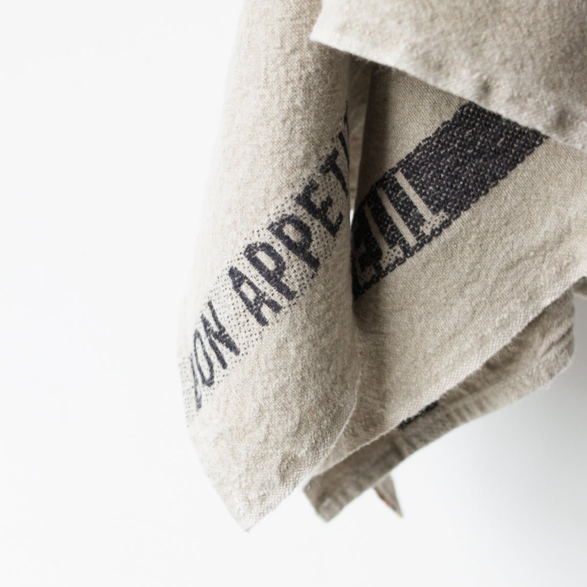 PAIR OF BON APPETIT KITCHEN TOWELS | LINEN & BLACK - elsie green - the french kitchen