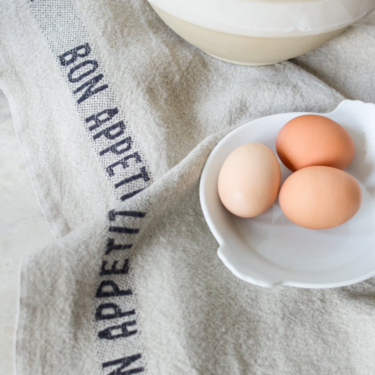 PAIR OF BON APPETIT KITCHEN TOWELS | LINEN & BLACK - elsie green - the french kitchen