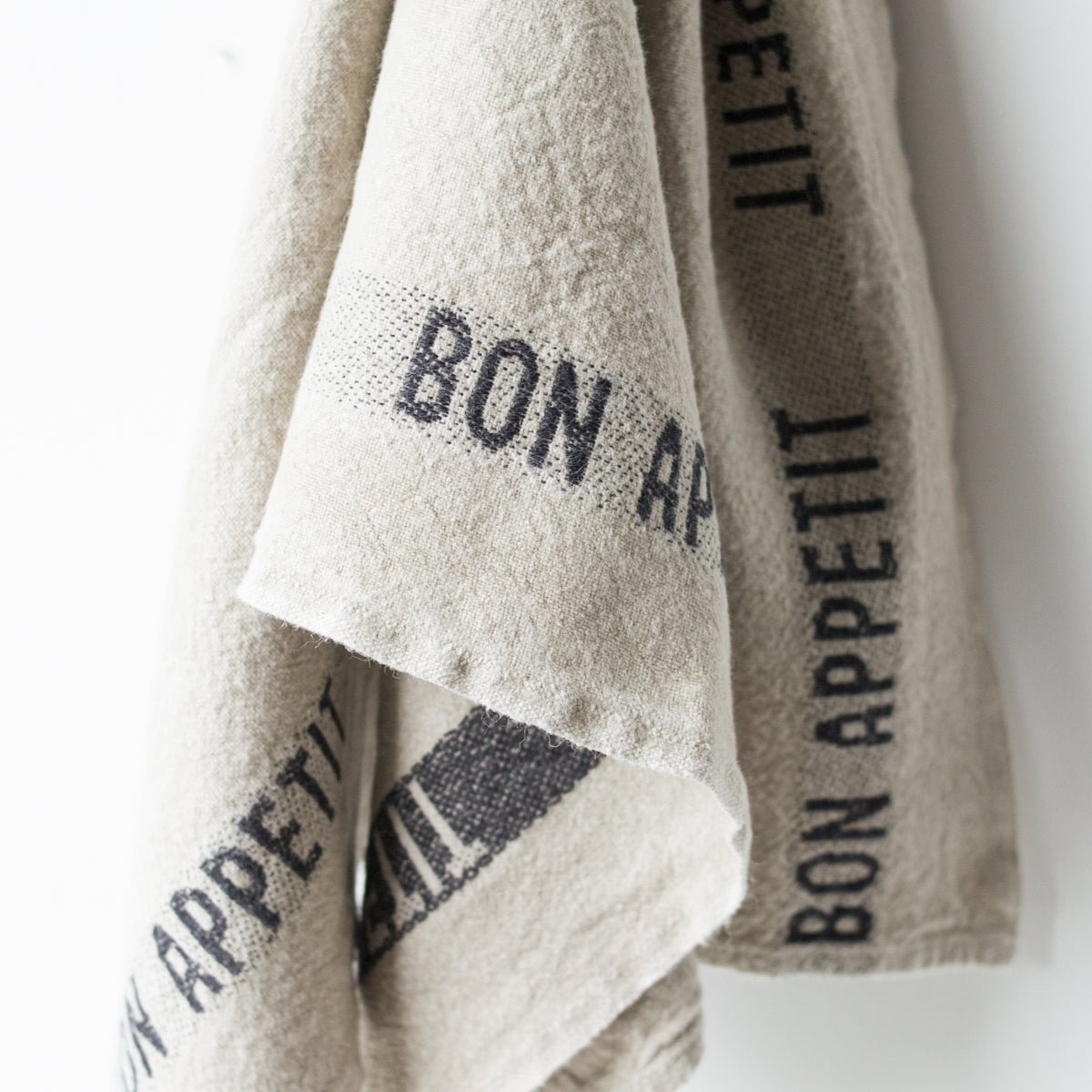PAIR OF BON APPETIT KITCHEN TOWELS | LINEN & BLACK - elsie green - the french kitchen