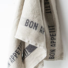 PAIR OF BON APPETIT KITCHEN TOWELS | LINEN & BLACK - elsie green - the french kitchen