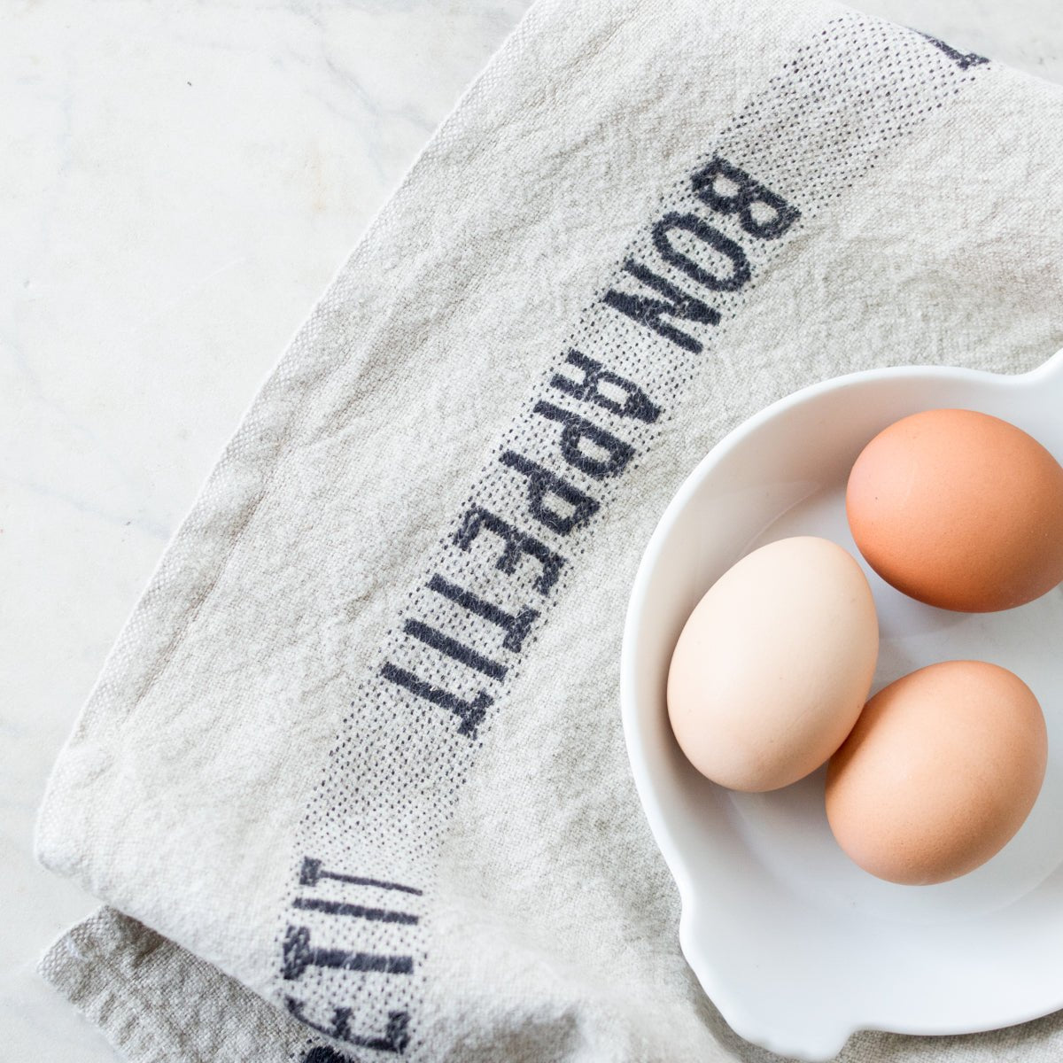 PAIR OF BON APPETIT KITCHEN TOWELS | LINEN & BLACK - elsie green - the french kitchen
