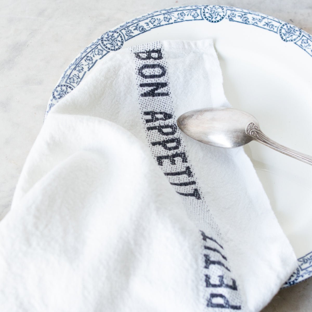 PAIR OF BON APPETIT KITCHEN TOWELS | WHITE & BLACK - elsie green - the french kitchen