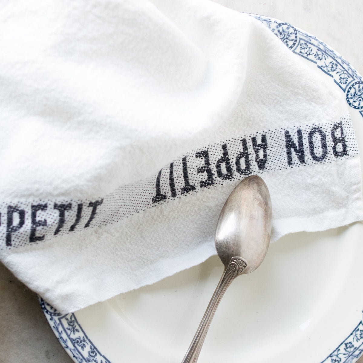 PAIR OF BON APPETIT KITCHEN TOWELS | WHITE & BLACK - elsie green - the french kitchen