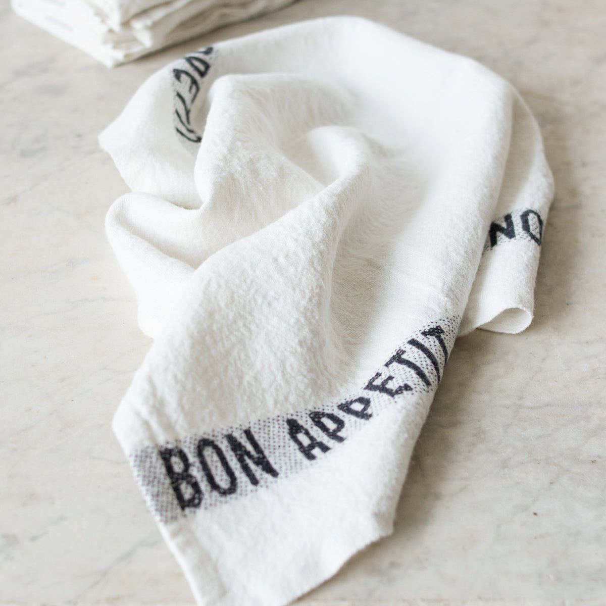 PAIR OF BON APPETIT KITCHEN TOWELS | WHITE & BLACK - elsie green - the french kitchen