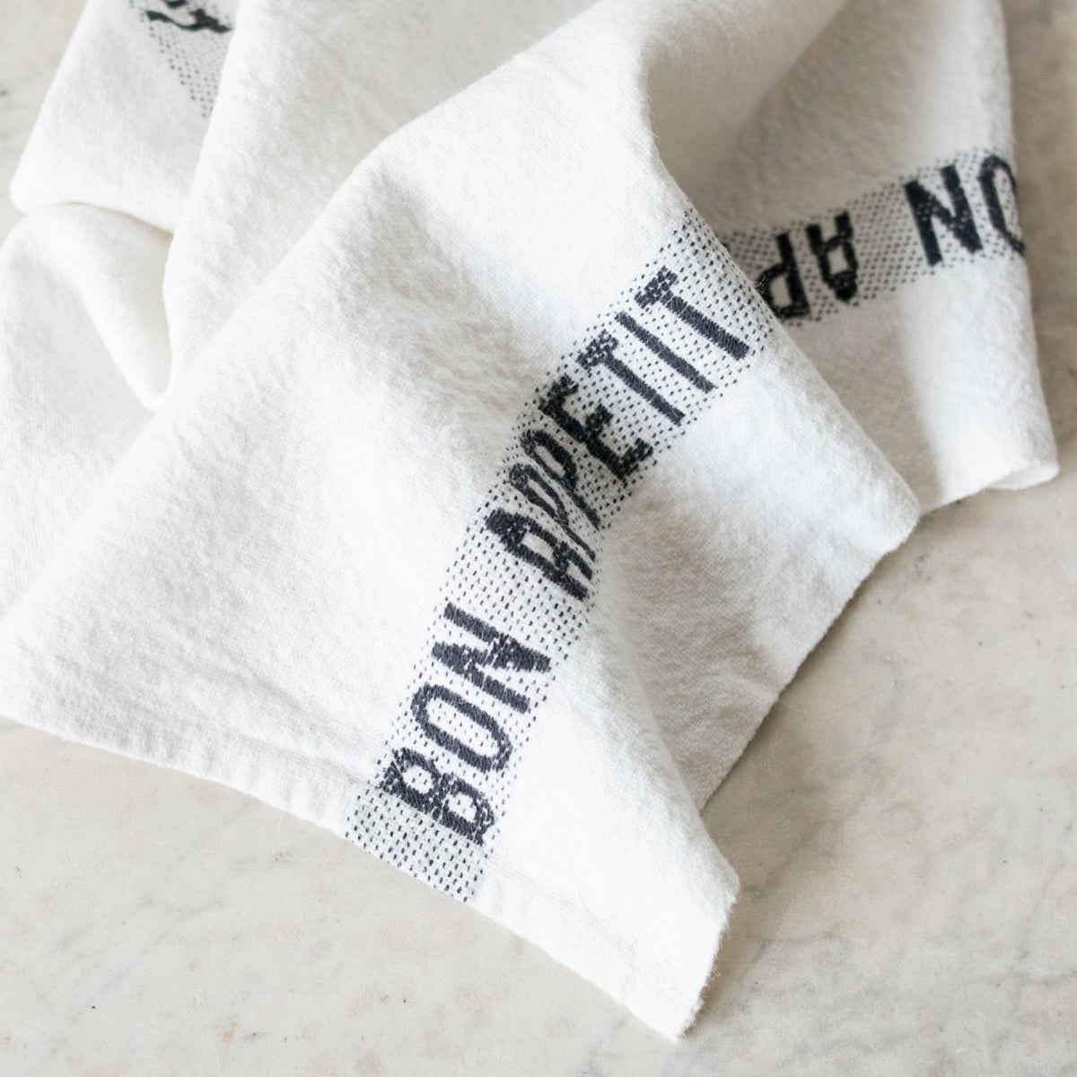 PAIR OF BON APPETIT KITCHEN TOWELS | WHITE & BLACK - elsie green - the french kitchen