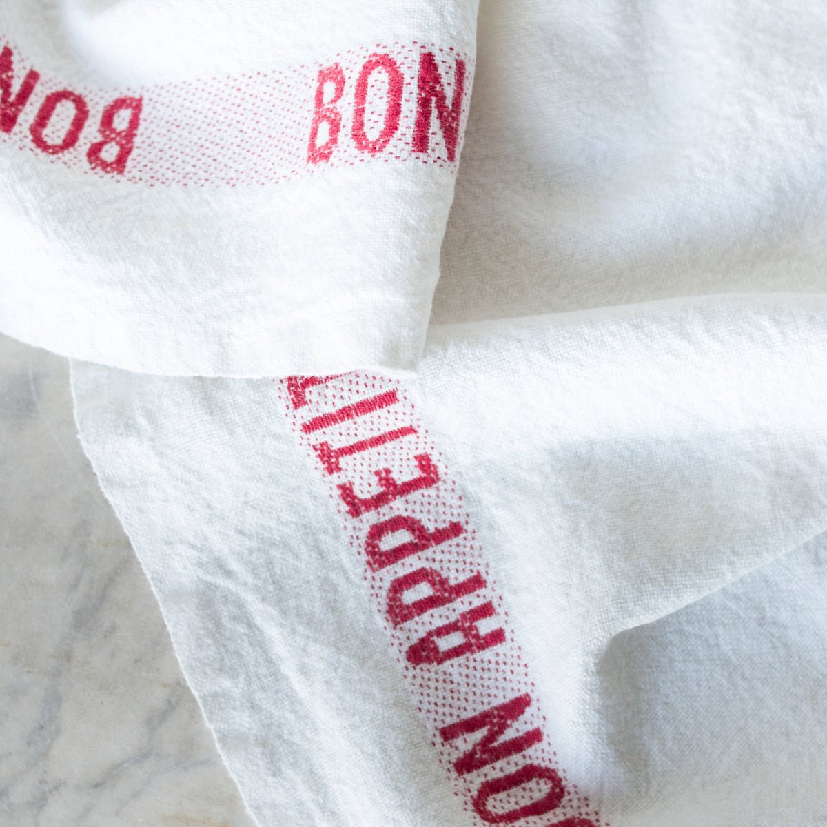 PAIR OF BON APPETIT KITCHEN TOWELS | WHITE & RED - elsie green - the french kitchen