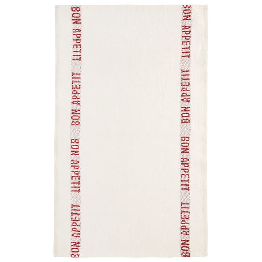 PAIR OF BON APPETIT KITCHEN TOWELS | WHITE & RED - elsie green - the french kitchen