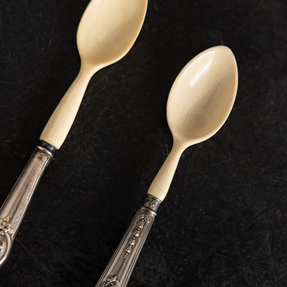 Pair of Bone & Silver Spoons - elsie green - the french kitchen
