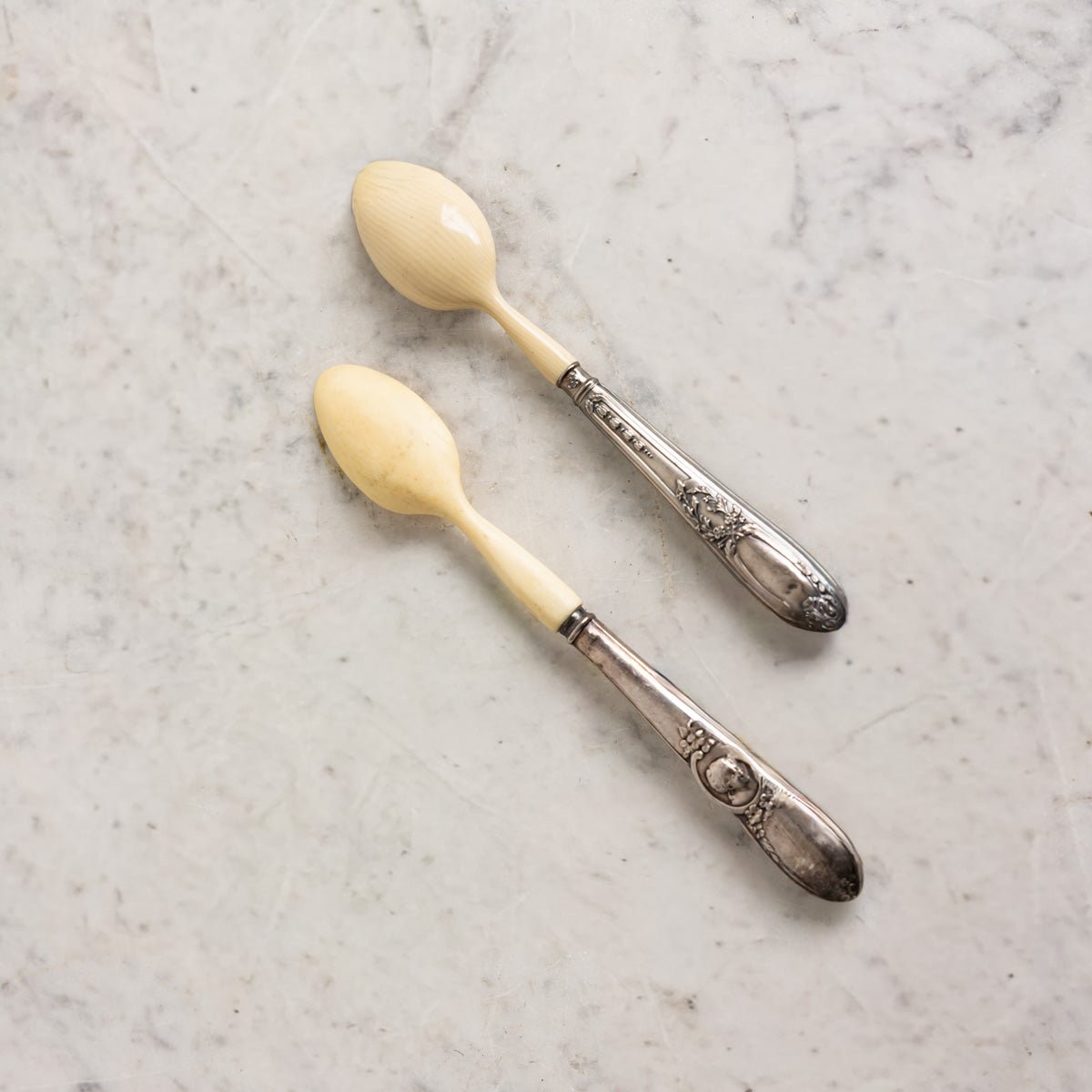 Pair of Bone & Silver Spoons - elsie green - the french kitchen