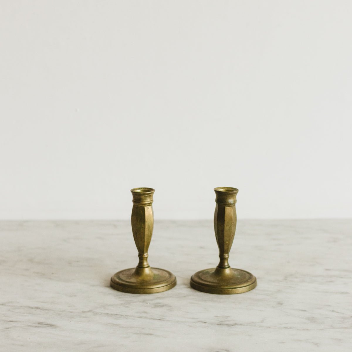 Pair of Cast Brass Candlesticks - elsie green - decor