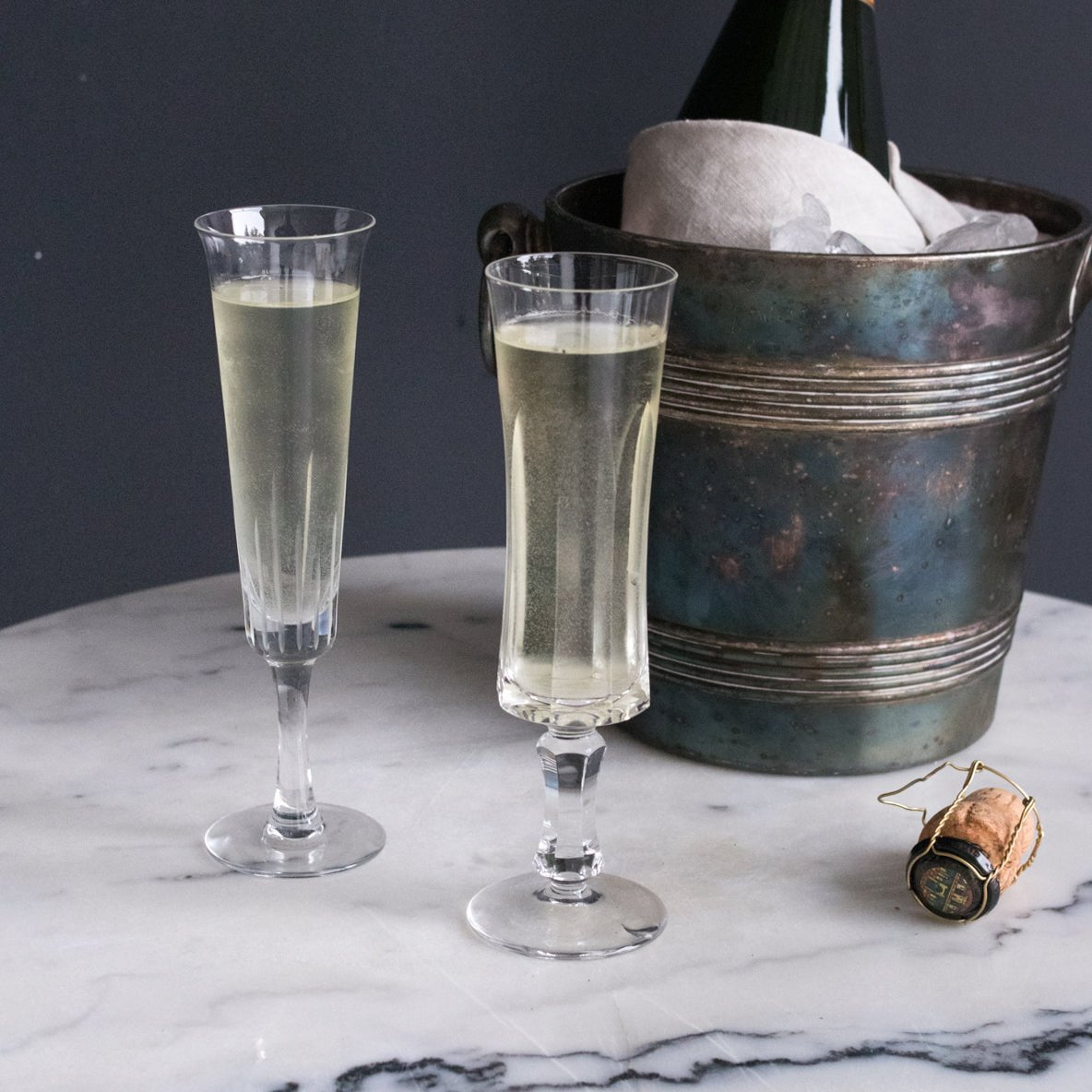 Pair Of Crystal Champagne Flute - elsie green - The French Kitchen