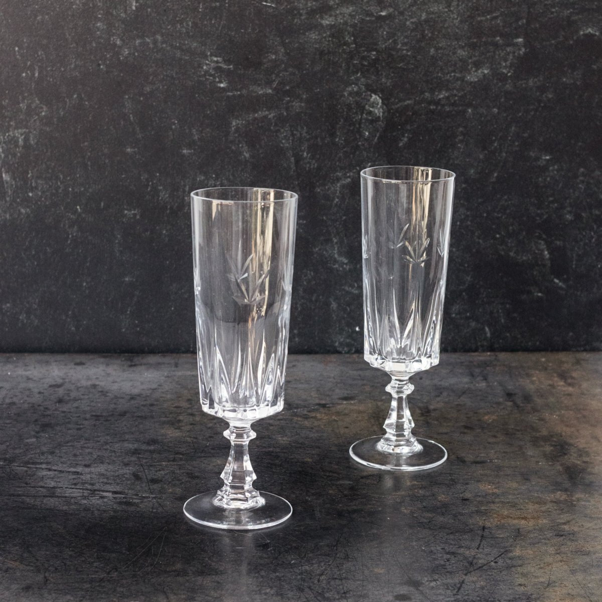Pair of Crystal Champagne Flutes - elsie green - The French Kitchen