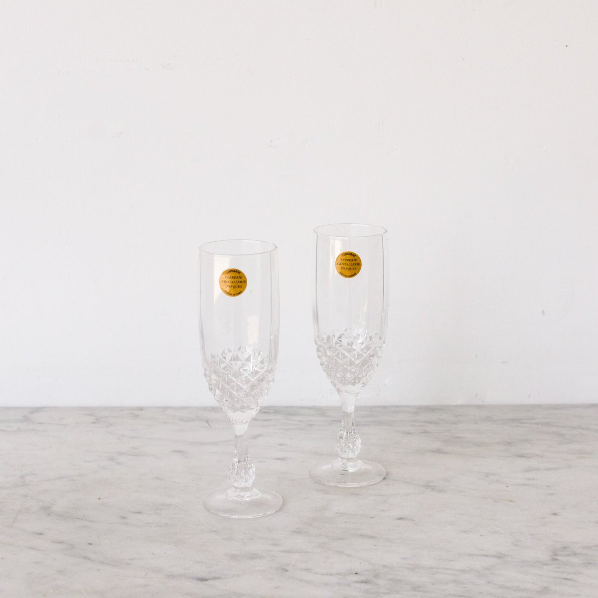 Pair of Crystal Champagne Flutes - elsie green - the french kitchen