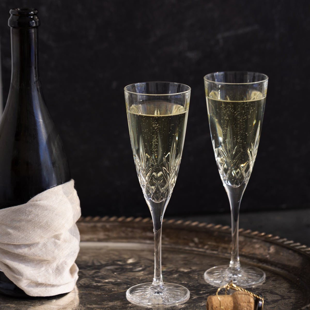Pair of Crystal Flutes - elsie green - the french kitchen