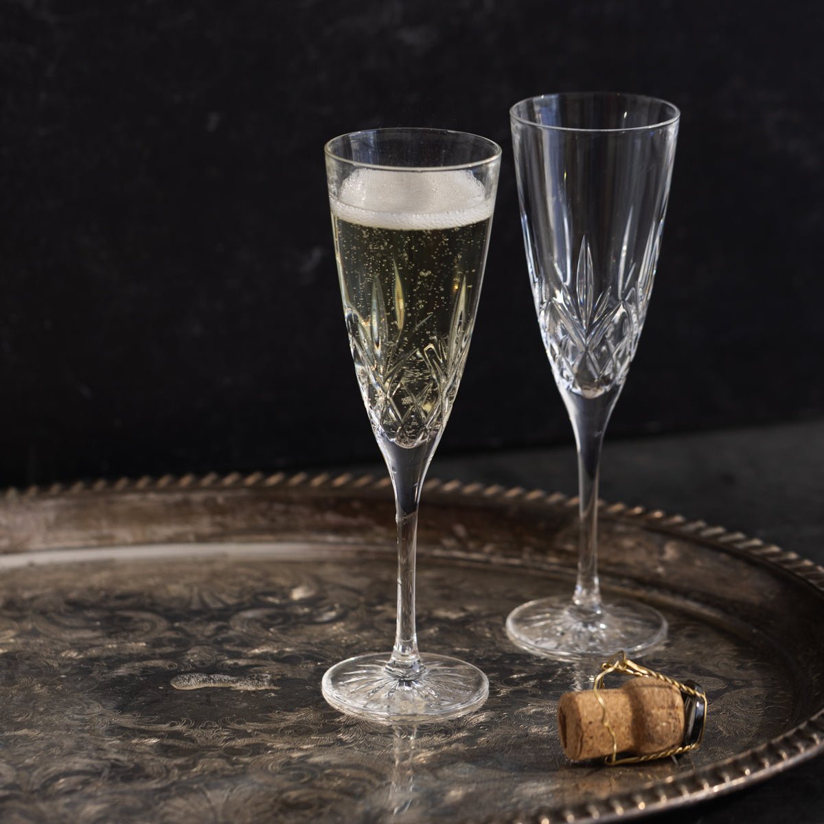 Pair of Crystal Flutes - elsie green - the french kitchen