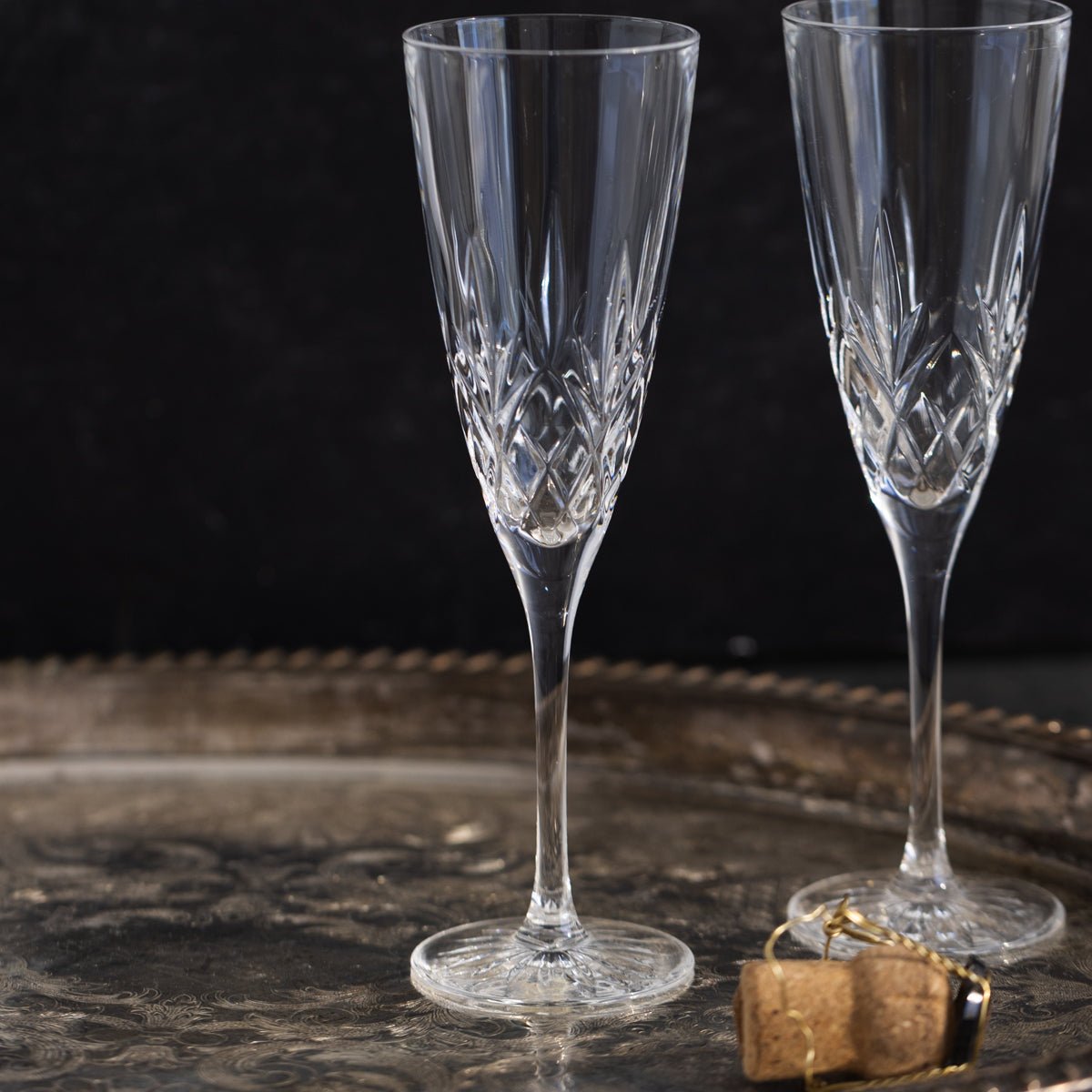 Pair of Crystal Flutes - elsie green - the french kitchen