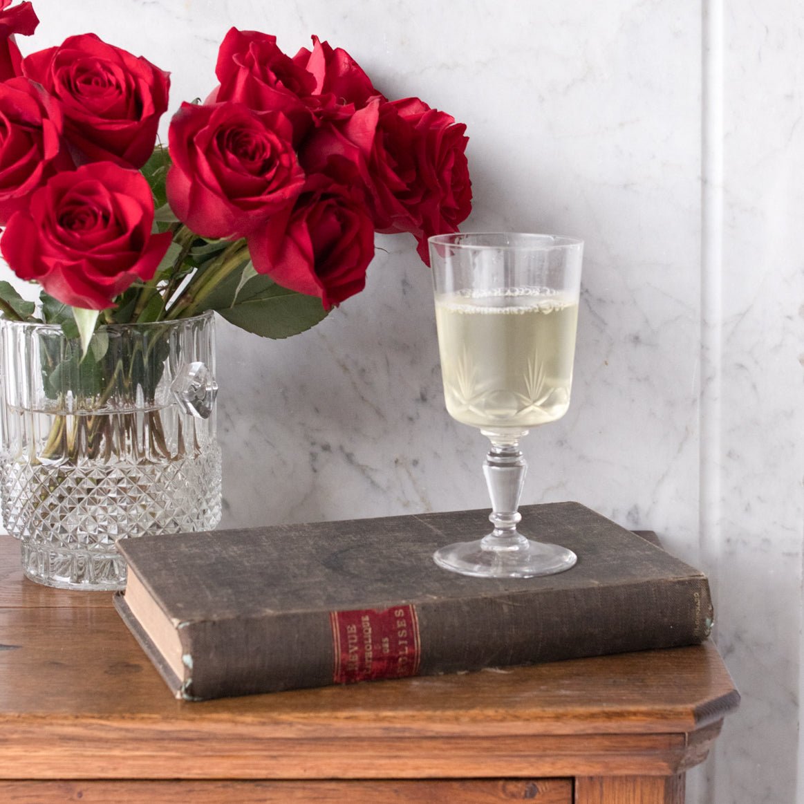Pair Of Crystal Wine Glasses - elsie green - The French Kitchen