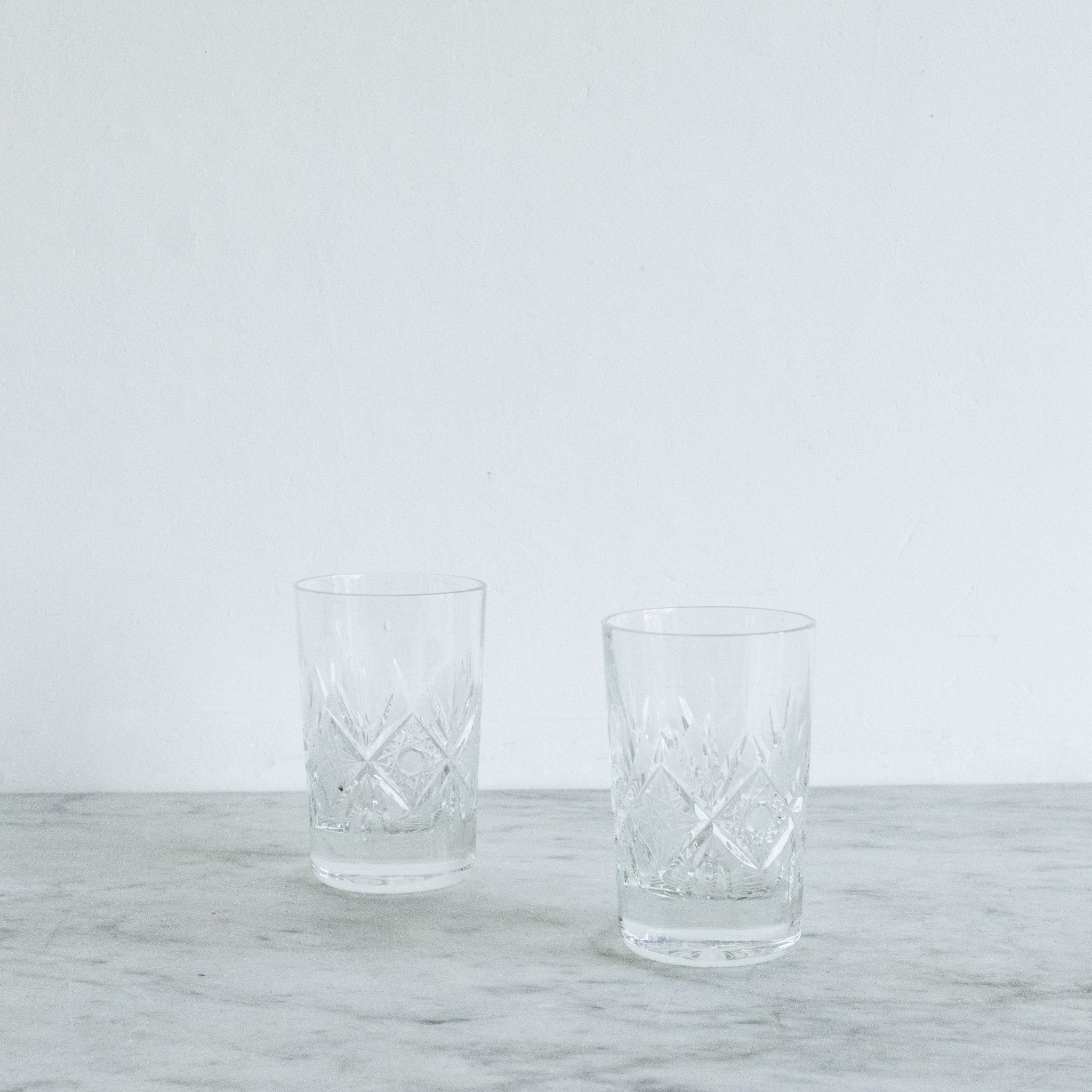 Pair of Cut Crystal Bar Glasses - elsie green - The French Kitchen