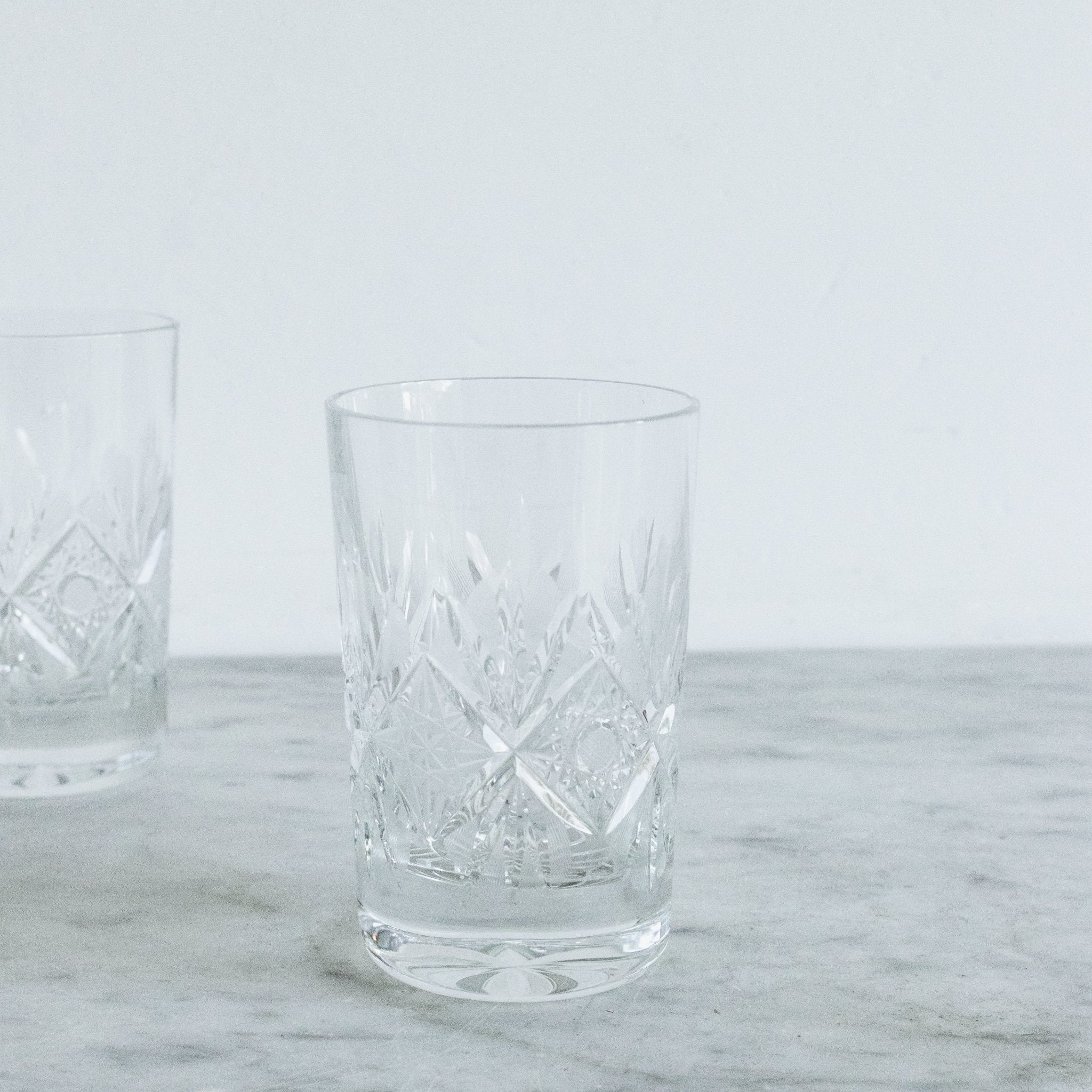 Pair of Cut Crystal Bar Glasses - elsie green - The French Kitchen