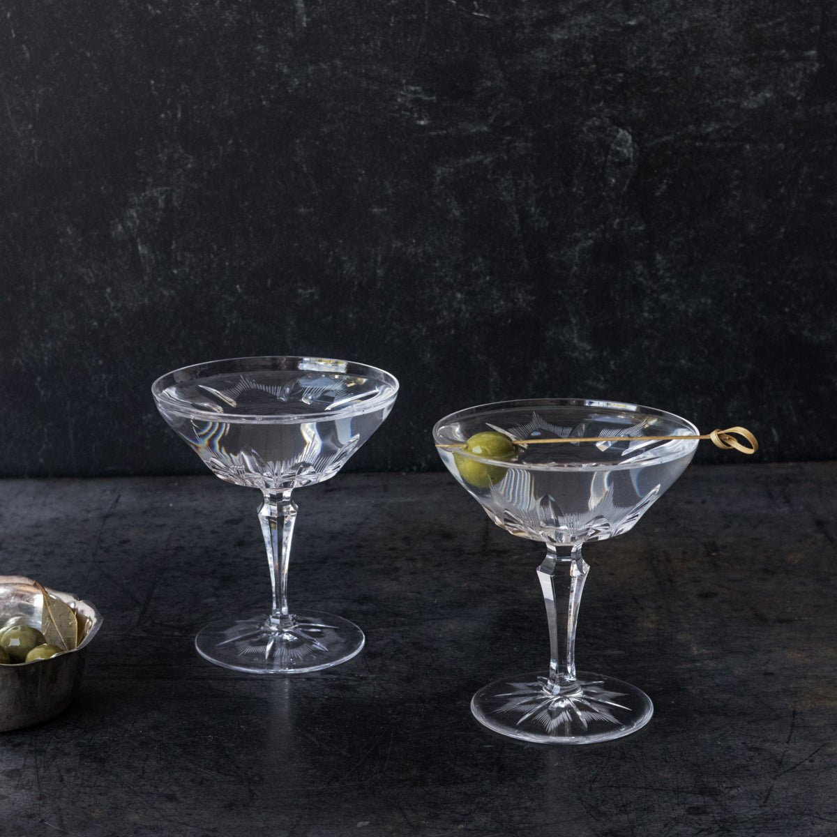 Pair of Cut Crystal Coupes - elsie green - the french kitchen
