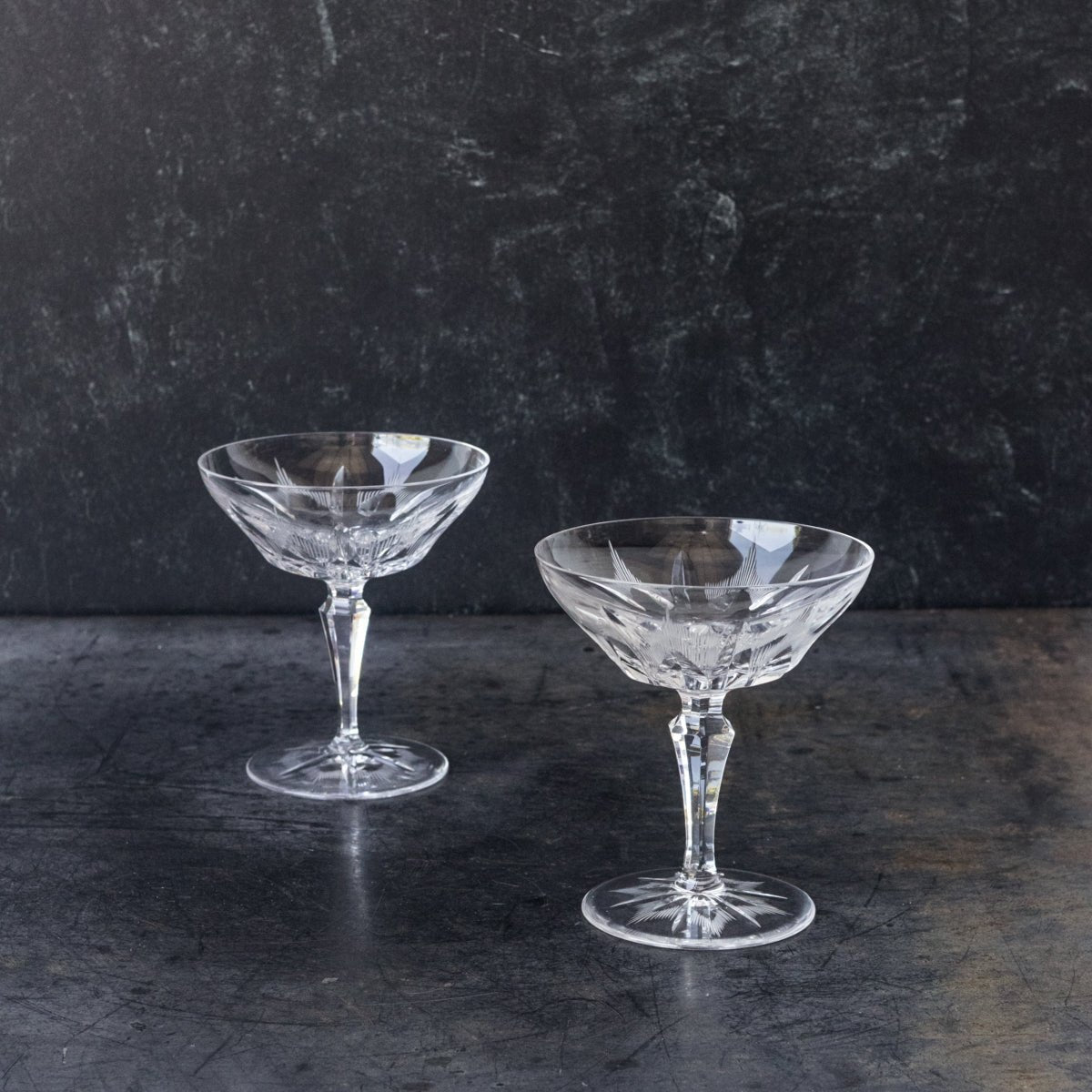 Pair of Cut Crystal Coupes - elsie green - the french kitchen