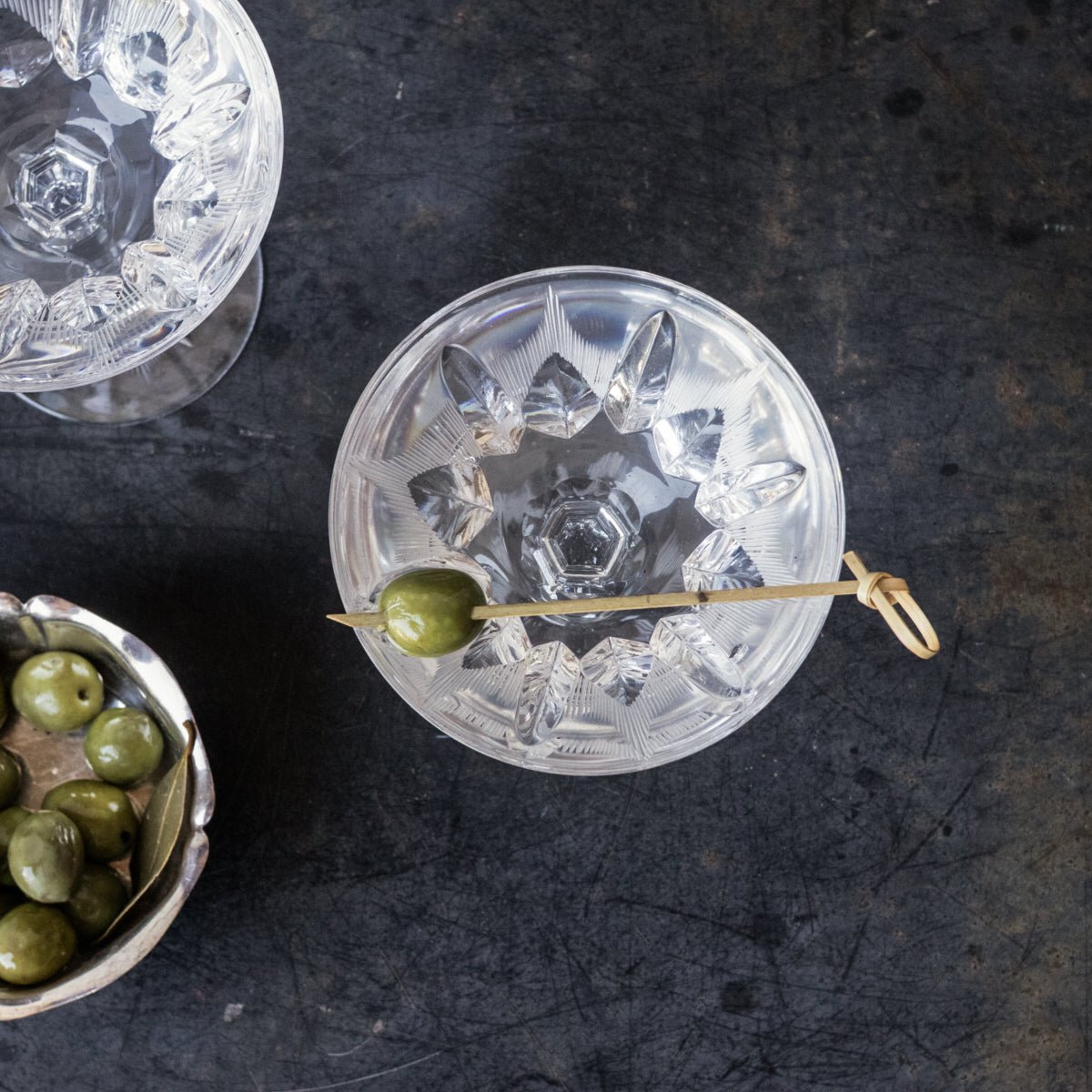 Pair of Cut Crystal Coupes - elsie green - the french kitchen