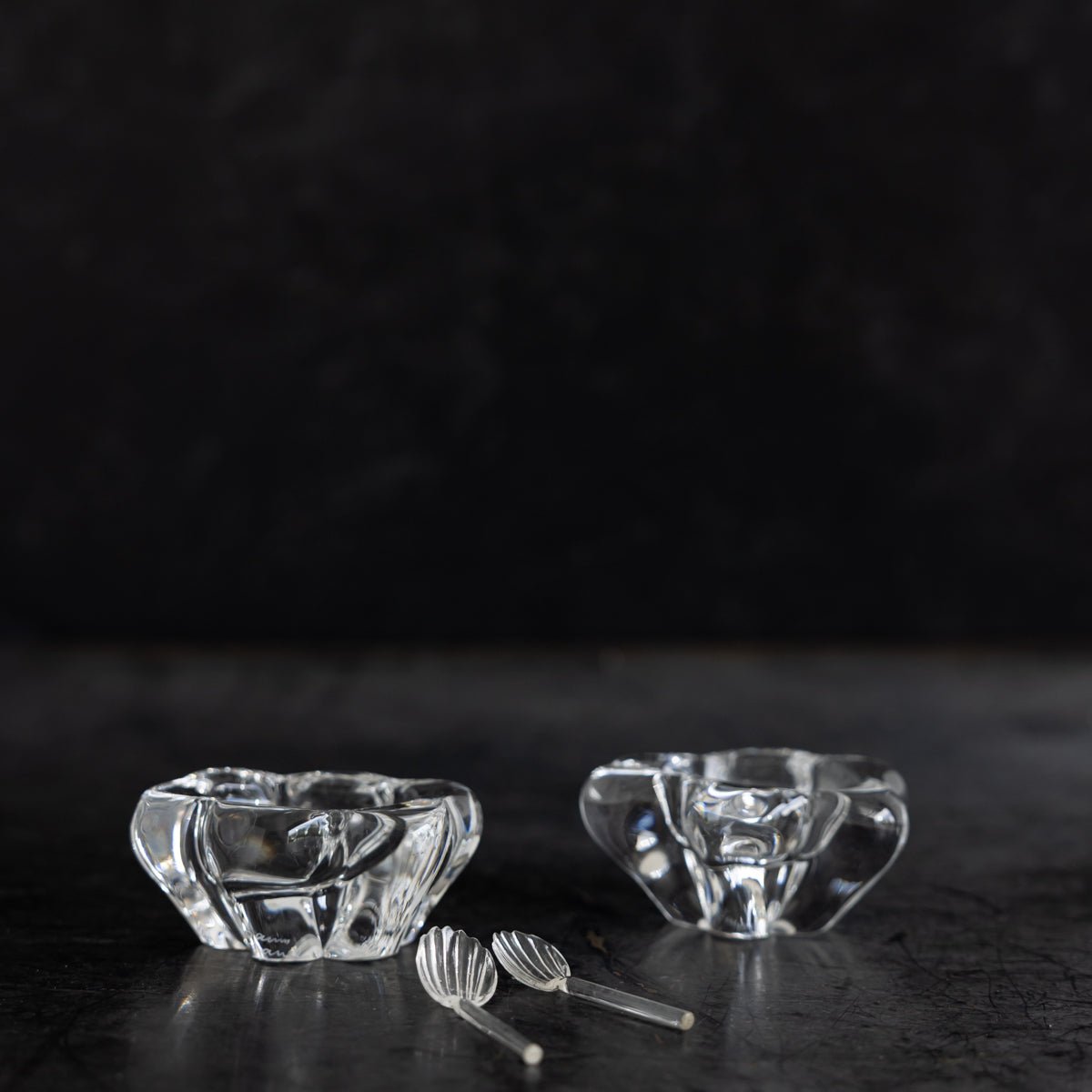 Pair of Daum Crystal Salt Cellars - elsie green - the french kitchen
