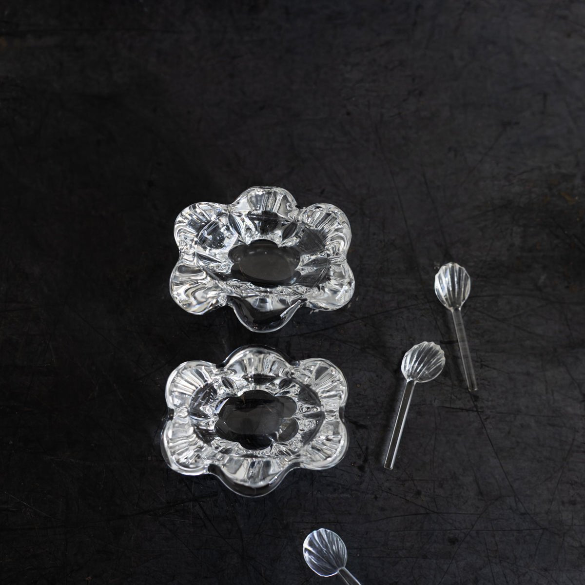 Pair of Daum Crystal Salt Cellars - elsie green - the french kitchen