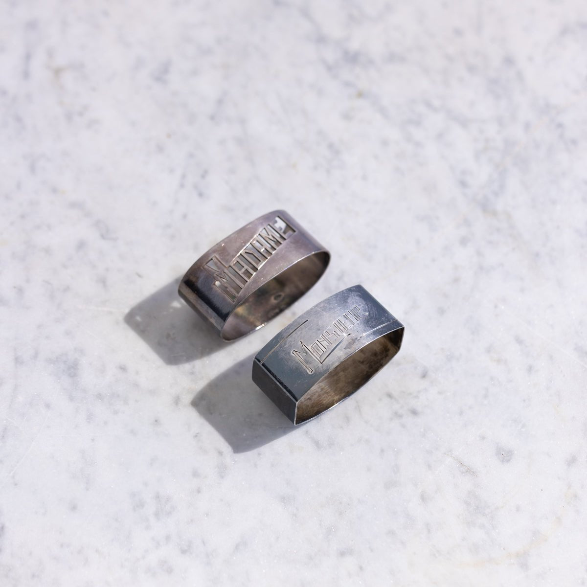 Pair of Engraved Napkin Rings | Madame & Monsieur - elsie green - the french kitchen