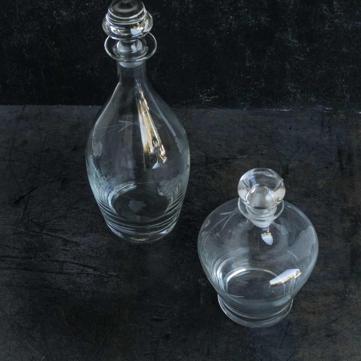 Pair Of Etched Bar Decanters - elsie green - The French Kitchen