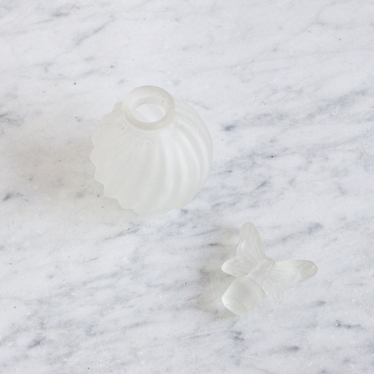 Pair Of Frosted Glass Vanity Bottle With Butterflies - elsie green - Decor