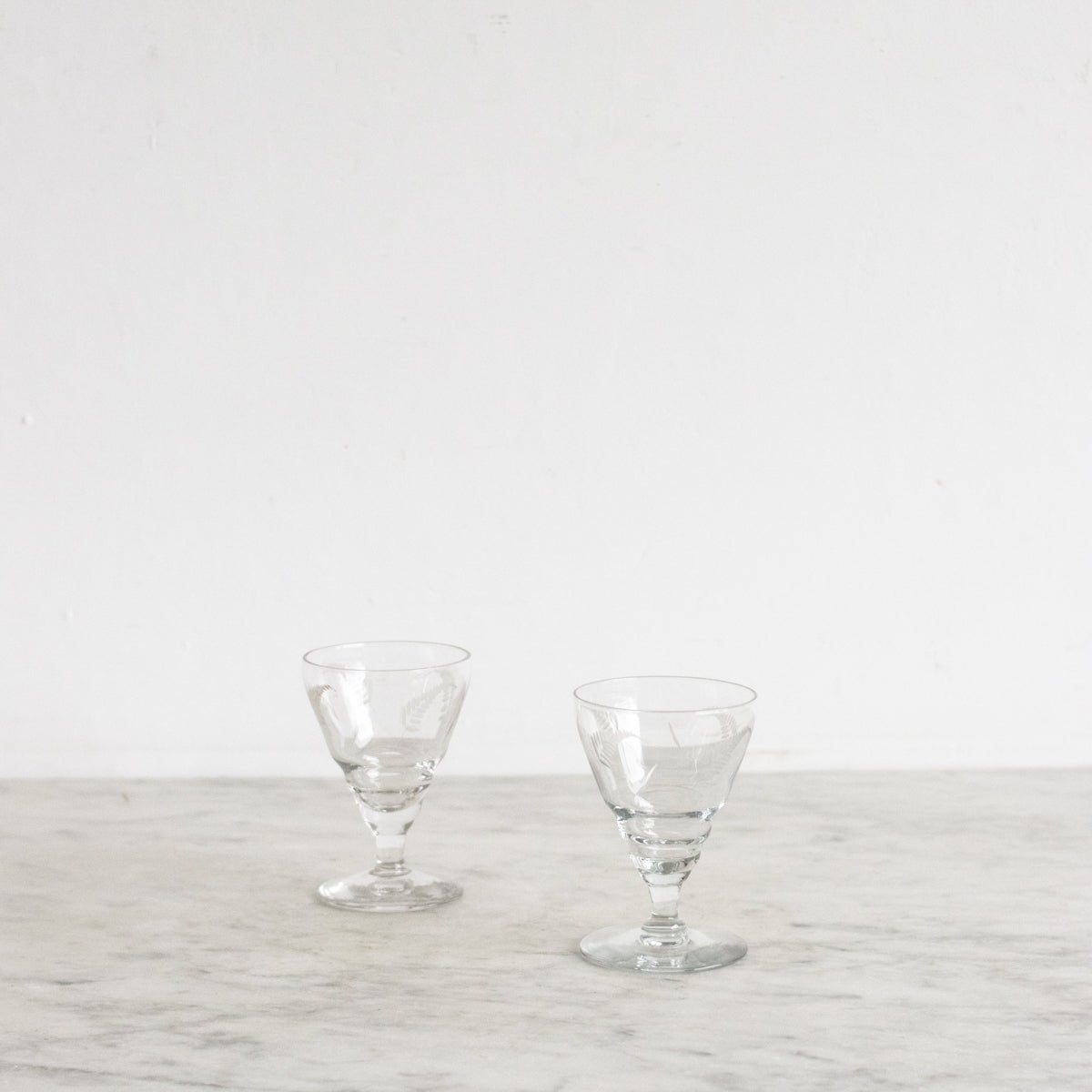 Pair of Hand Cut Fern Cocktail Glasses - elsie green - The French Kitchen