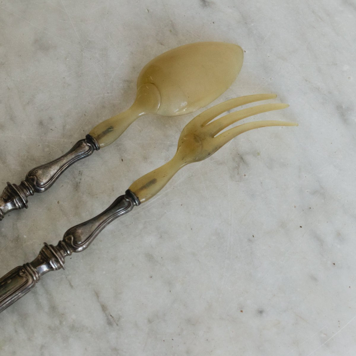 Pair of Horn and Silver Servers - elsie green - the french kitchen