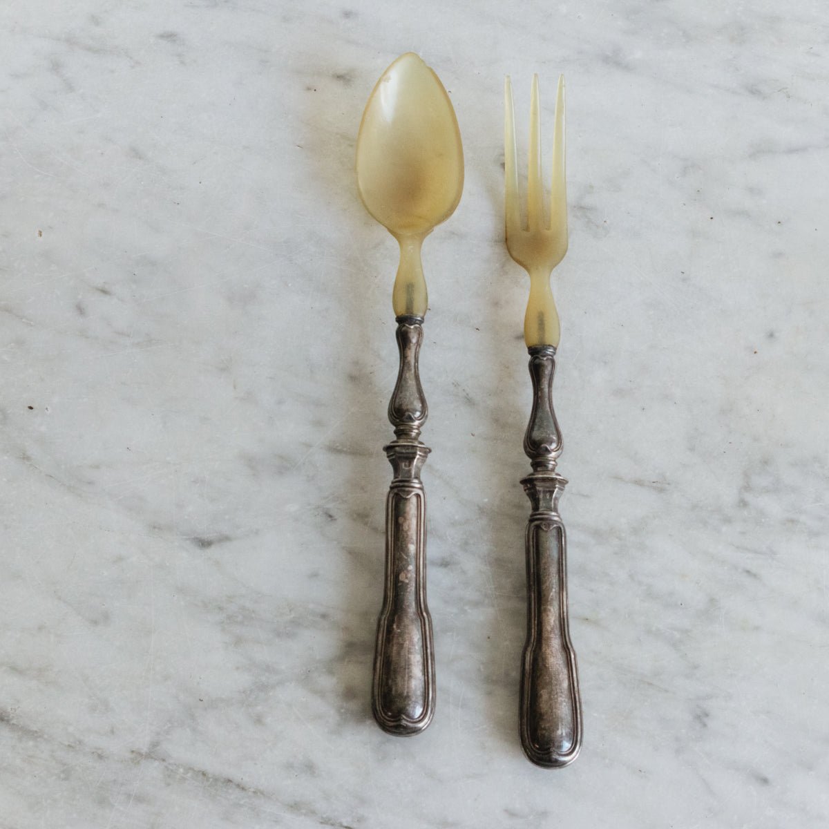 Pair of Horn and Silver Servers - elsie green - the french kitchen