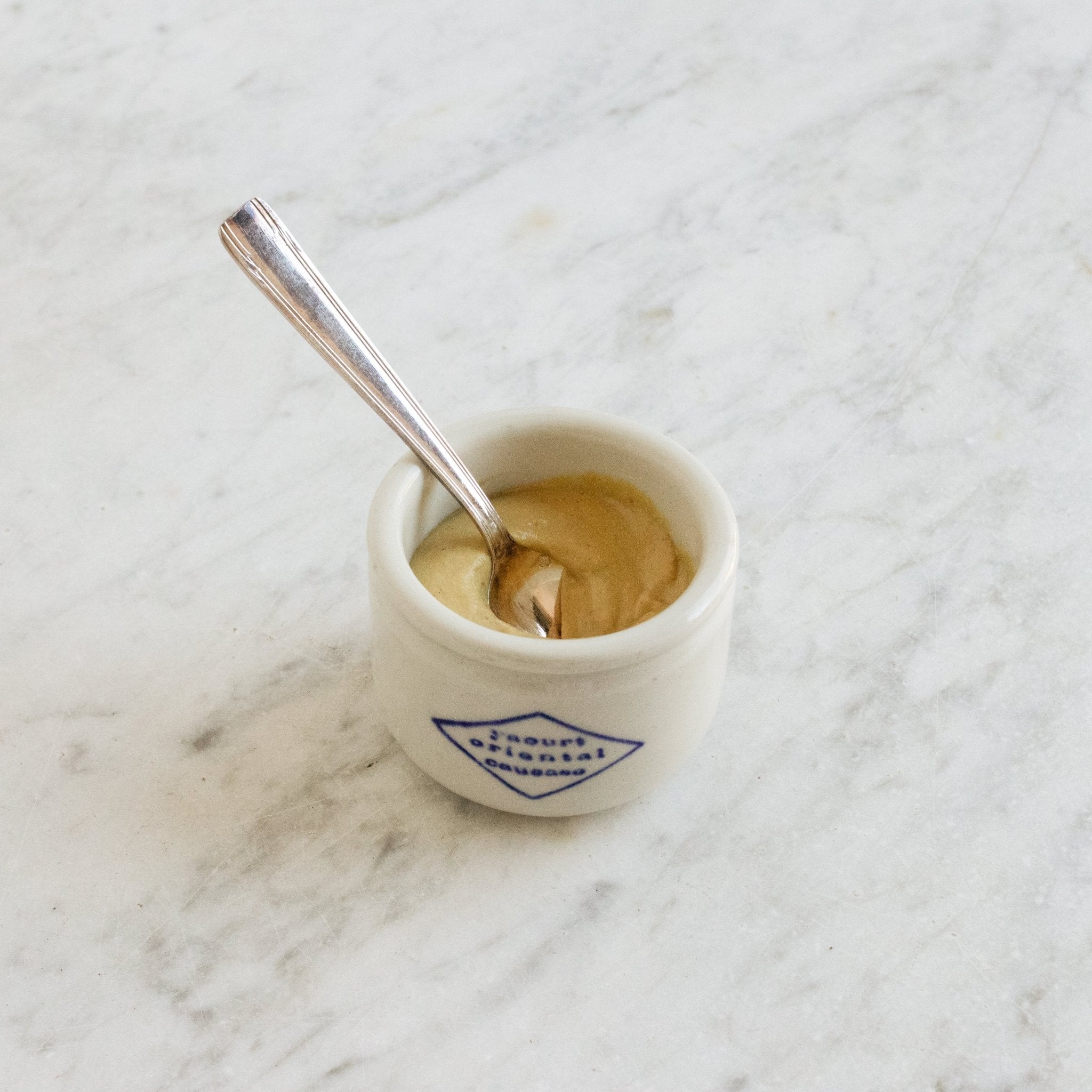 Pair Of Imprinted Yogurt Pots With Spoons - elsie green - The French Kitchen