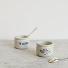 Pair Of Imprinted Yogurt Pots With Spoons - elsie green - The French Kitchen