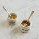 Pair Of Imprinted Yogurt Pots With Spoons - elsie green - The French Kitchen