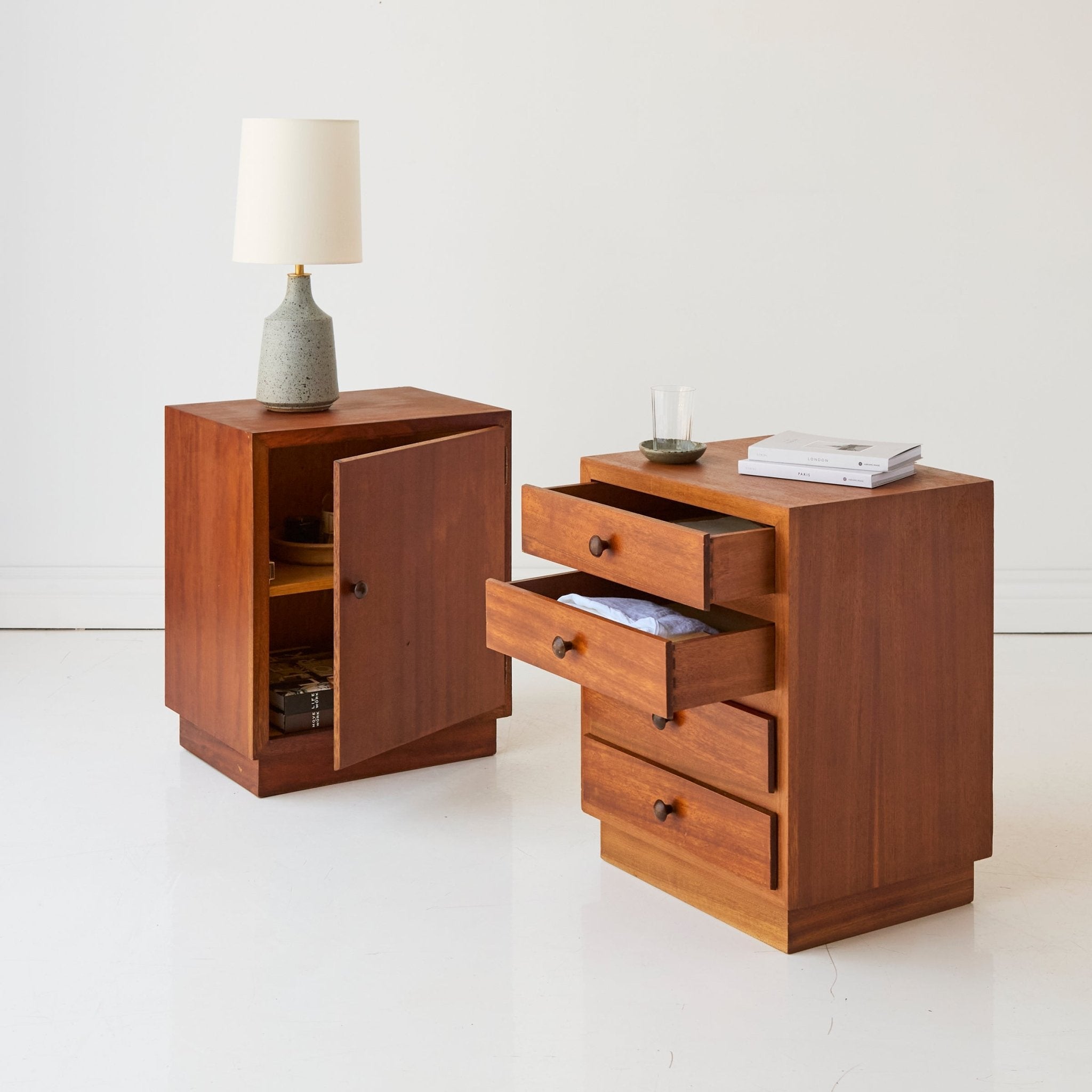 Pair of Mid-century Bedside Tables - elsie green - furniture