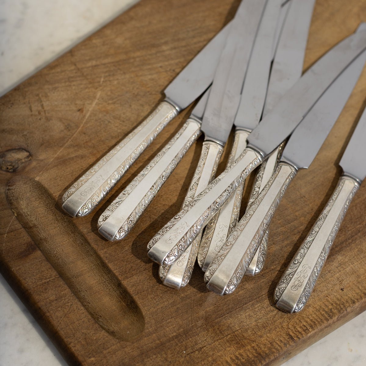 Pair of Monogrammed Sterling Dinner Knives | The Patrick Orbe Collection - elsie green - the french kitchen