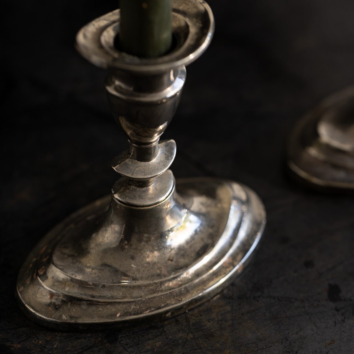 Pair of Oval Silver Candlesticks | The Patrick Orbe Collection - elsie green - decor