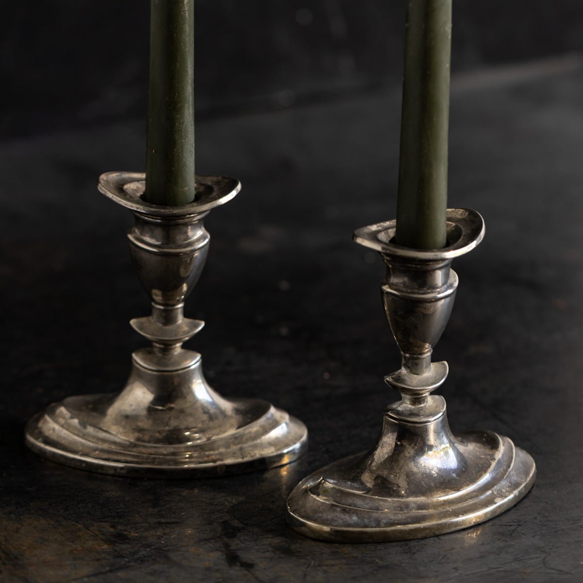 Pair of Oval Silver Candlesticks | The Patrick Orbe Collection - elsie green - decor