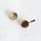 Pair of Petite Stoneware Ramekins with Silver Salt Spoon - elsie green - the french kitchen